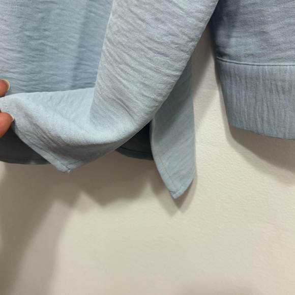 Hilary Radley Blue Utility Button Front Blouse Long Sleeve L - Picture 7 of 9